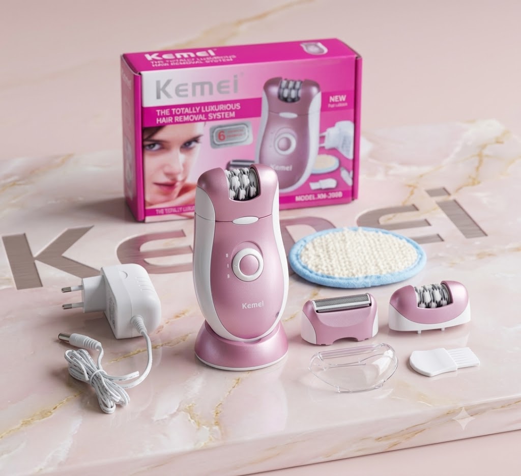 Kemei KM-2068 2-in-1 Rechargeable Lady Epilator for Deep Root Hair Removal & Instant Shaving