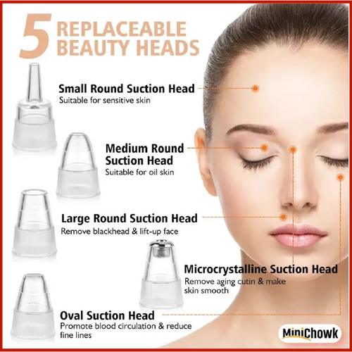 5 in 1 Blackhead remover machine, derma suction, pimple acne remover, blackhead vacuum machine, dust remover, dirt remover, Pimple Popper Tool Pore Vacuum Black Head Remover, Whitehead Acne remover, deep face clean blackhead remover